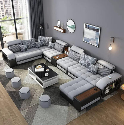 Living room furniture sofa set modern couch, lounge suite luxury sofa set design modern sofa living room furniture (White+Brown)