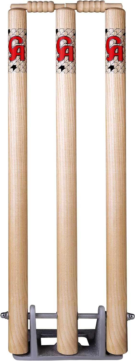 CA Sports wooden Cricket wicket Stumps With Spring Stand 10060006 28 Inch, Beige, Multi Color