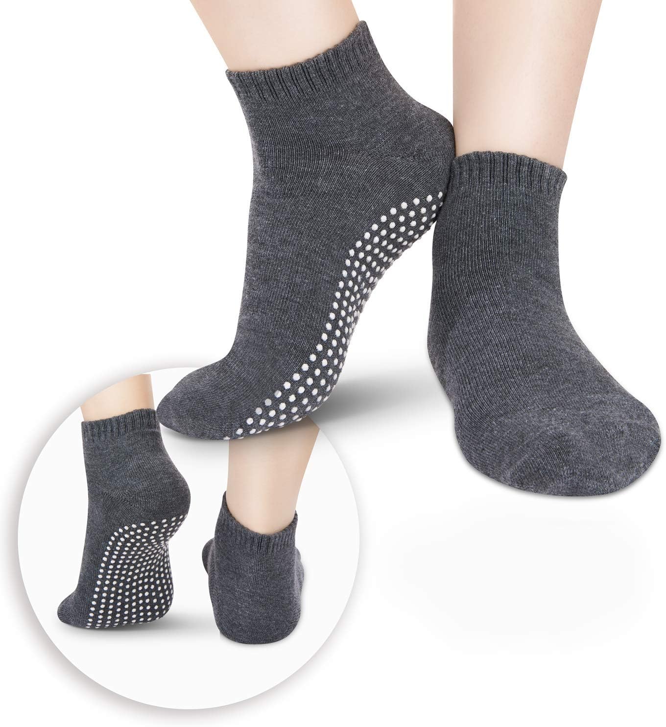 NEWCHAO 4 Pairs Non Slip Skid Socks Anti Slip Sock for women and men, Grip Socks for Yoga Home Barre Pilates Hospital Workout