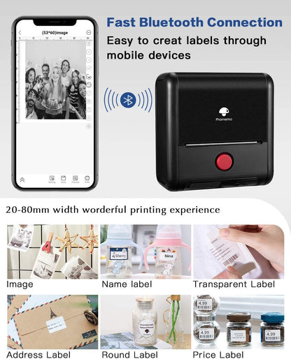 Phomemo Label Maker Machine - Phomemo M110 Portable Bluetooth Thermal Label Printer. Sticker Maker, Barcode Printer for Clothing, Jewelry, Retail, Mailing,support Arabic and English,For iOS & Android
