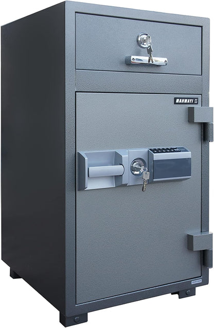 Mahmayi Secureplus 680-4Dk 4 Drawer Fire Filing Cabinet 222Kgs - Secure Steel Safe with Centralized Lock, Stylish Grey Finish for Office Use and Document Protection (4 Drawers, Key + Dial)