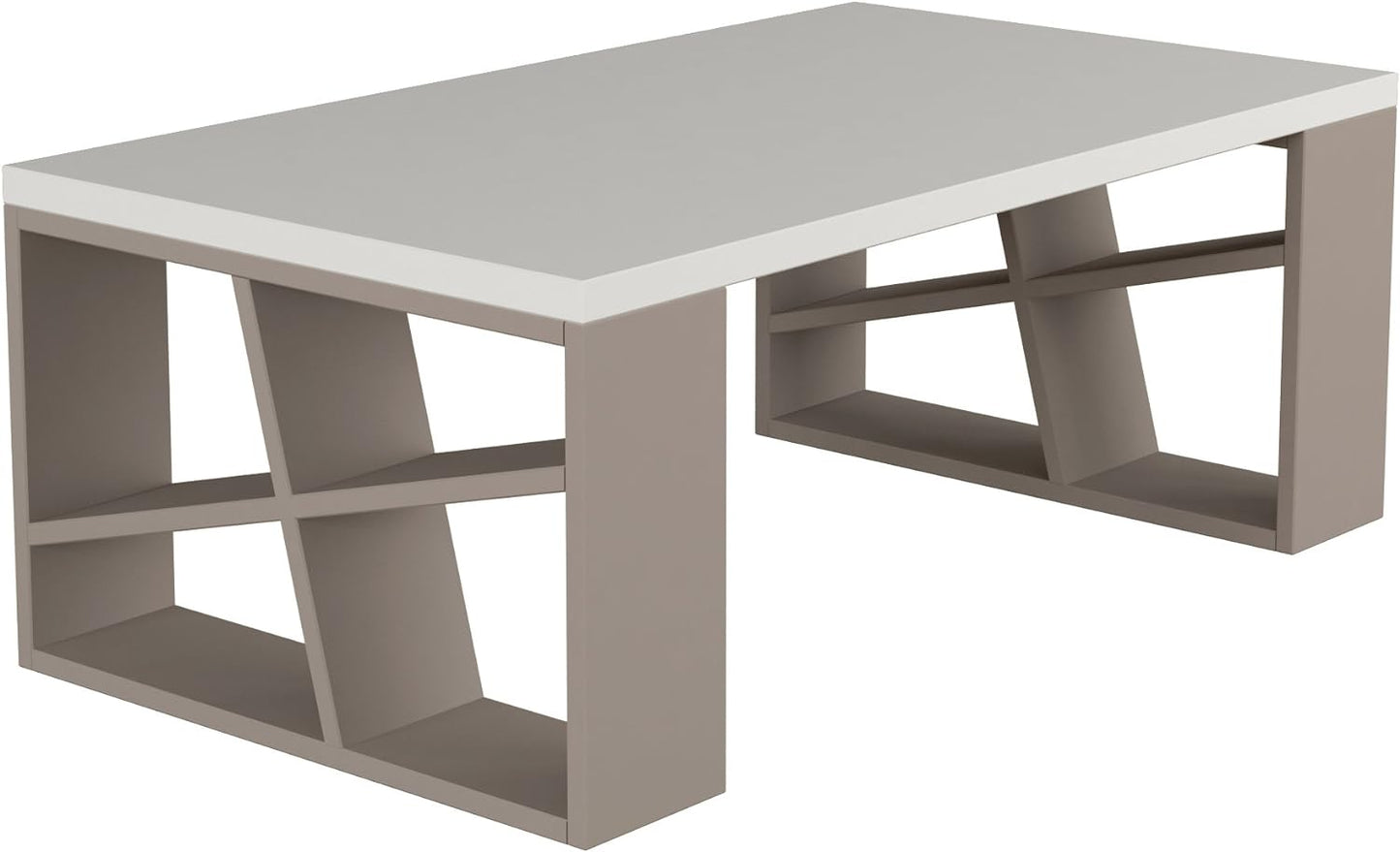 Decortie Honey Coffee Table, Engineered Wood, Ideal For Living Room, Office and Other Spaces, D 60 x W 105 x H 40 cm, White