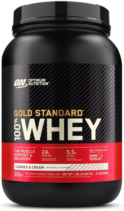 Optimum Nutrition (ON) Gold Standard 100% Whey Protein Powder Primary Source Isolate, 24 Grams of Protein for Muscle Support and Recovery - Vanilla Ice Cream, 2 Lbs, 29 Servings (899 Grams)