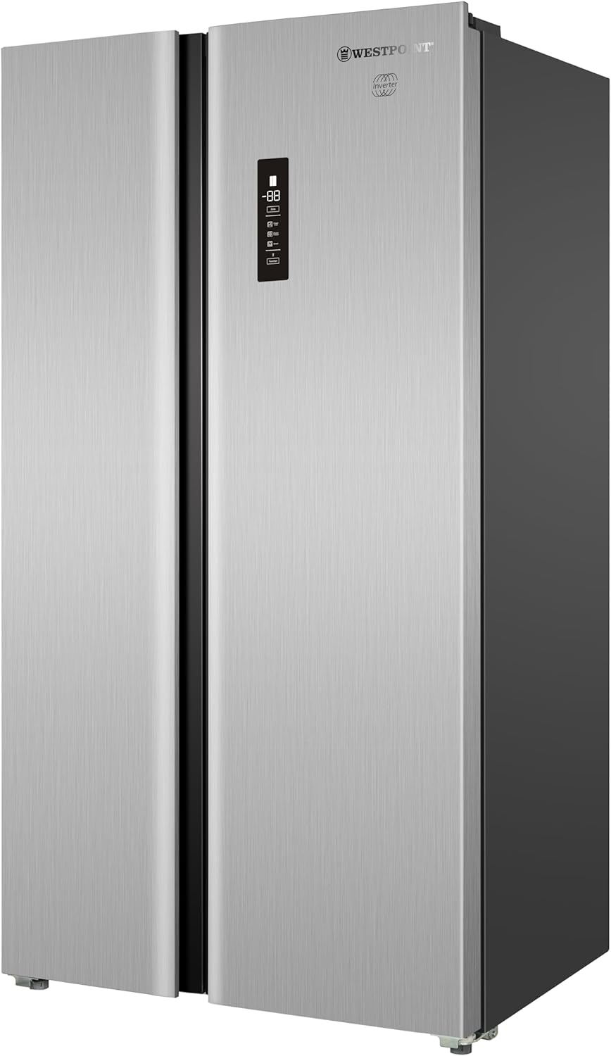 Westpoint Side by Side 2 Door Refrigerator 551 Liter, Frost Free With Inverter Compressor, Digital Control With Temperature Display, Energy Efficient 3 Star ESMA Rated - Silver - WSTW-5423EDI