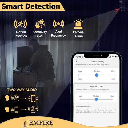 Empire Home Security Camera, 1080P HD Video Cameras for Home Security, 2.0 MP Smart Tracking Indoor Camera, Wireless Cameras for Home Security with 355° Rotation/Night Vision/Support Voice Monitoring