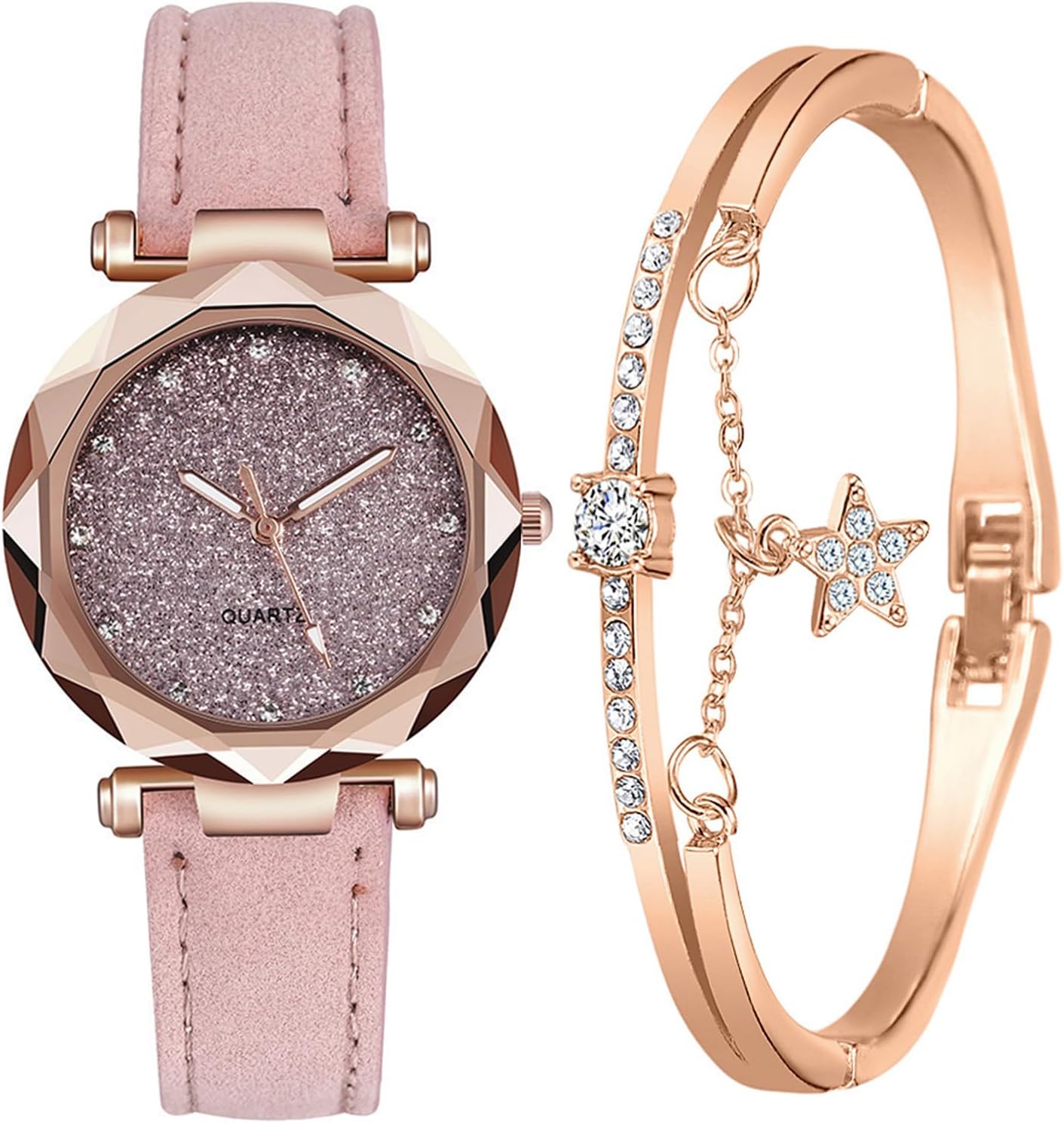 Luxury Womens Watch with Bracelet Gifts Set Rose Gold for Lady Female Elegant Wrist Watches Ladies Stylish Bracelet Watches