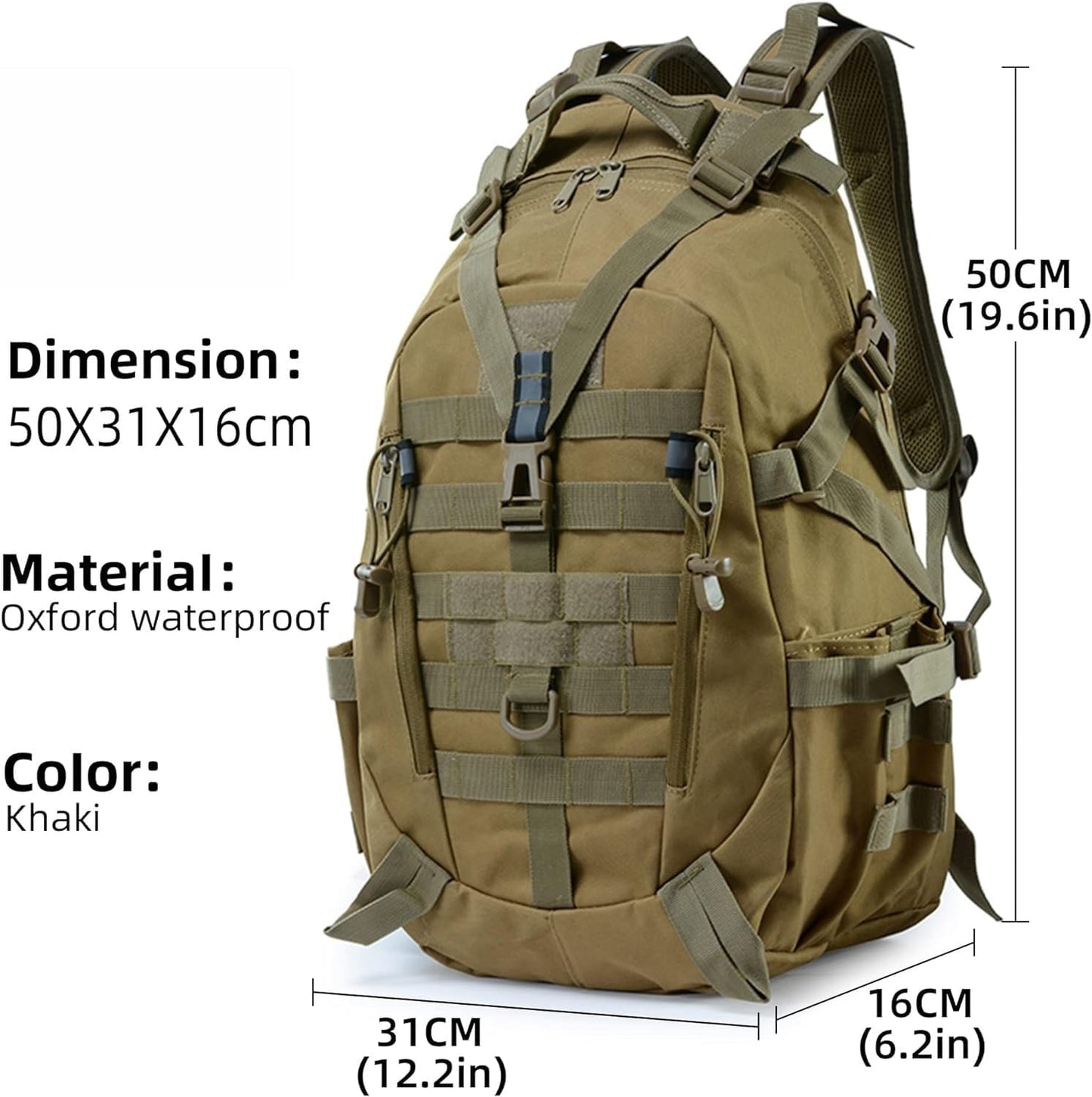 Military Tactical Backpack 35L Army 3 Day Assault Pack Molle Bag Waterproof Rucksacks for Outdoor Hiking Camping Trekking Hunting Traveling,School Bag for Boys