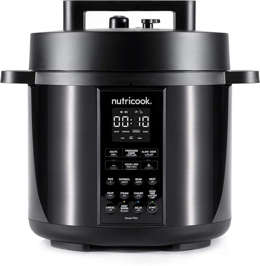 Nutricook Smart Pot 2, 8 Liters, 9 In 1 Electric Pressure Cooker, Slow Cooker, Rice Cooker, Steamer, Sauté Pot, Yogurt Maker & More, 12 Smart Programs With New Smart Lid, 2 Years Warranty