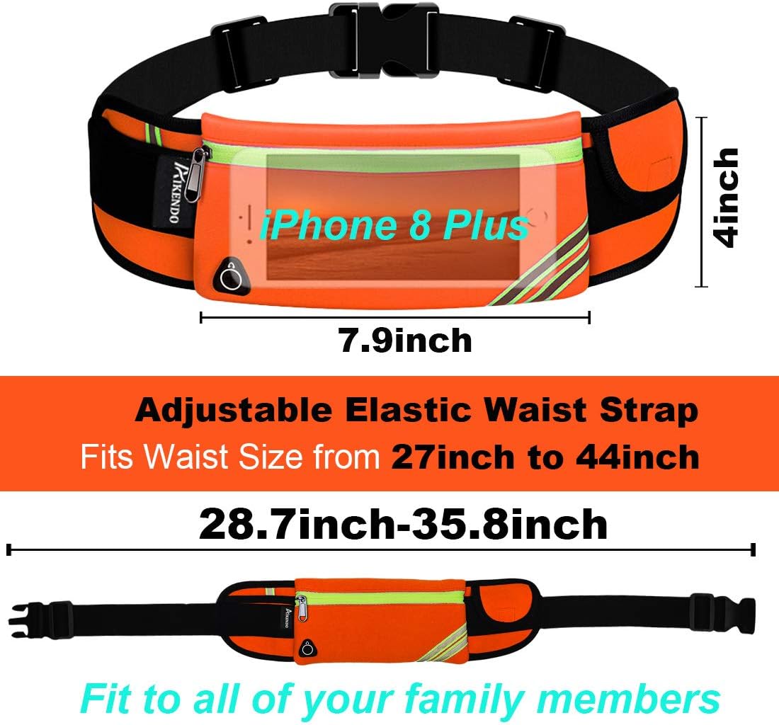 AIKENDO Running Pouch Belt Waist Pack Bag,Workout Fanny Pack,Bounce Free Jogging Pocket Belt–Travelling Money Cell Phone Holder for Running Accessories, Blue, One Size