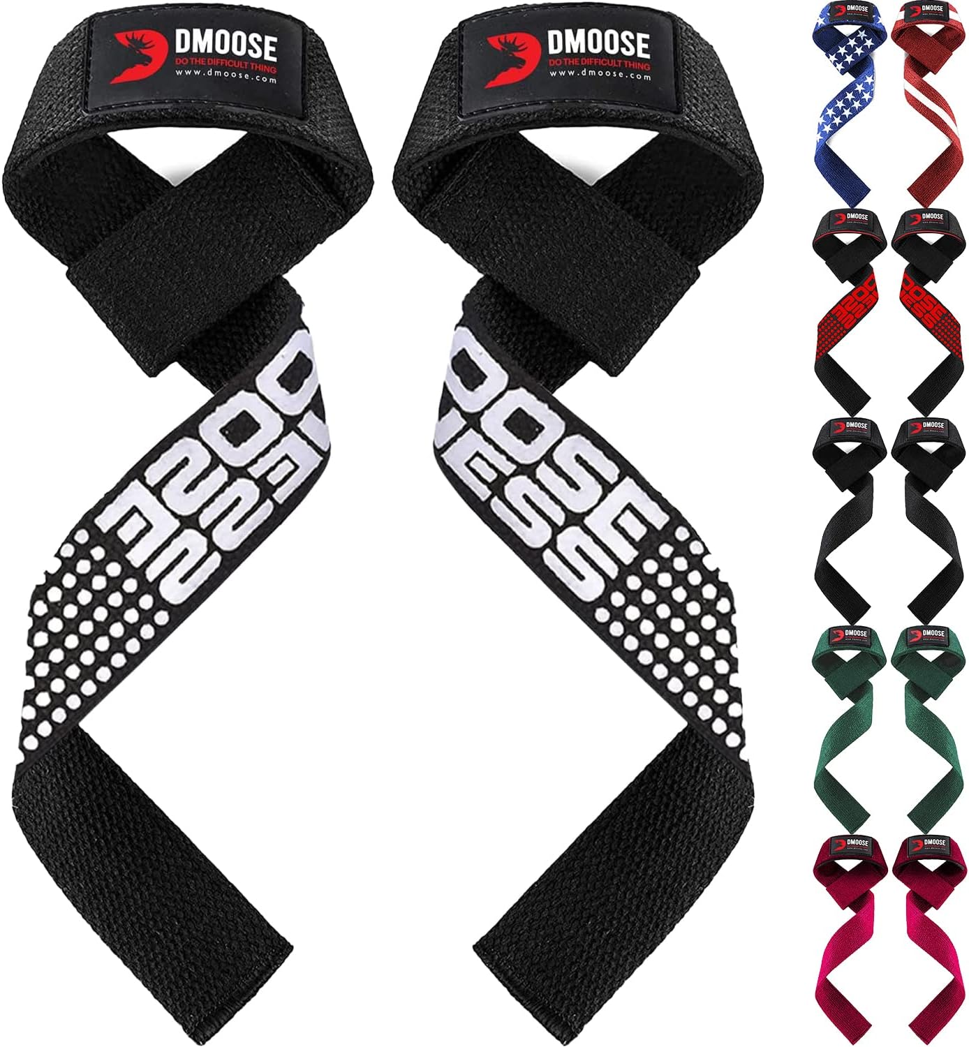 DMoose lifting straps for weight lifting, Crossfit, Bodybuilding, Powerlifting and deadlifting. Soft Neoprene Padded-24” Wrist Straps (Pair), Support Max Grip Strength Training and Barbell Stability