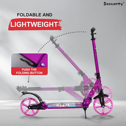 Beauenty 2 Wheels Scooter for Teens, Kick Scooter with Anti-shock Suspension and Adjustable Handlebar for Kids to Adults