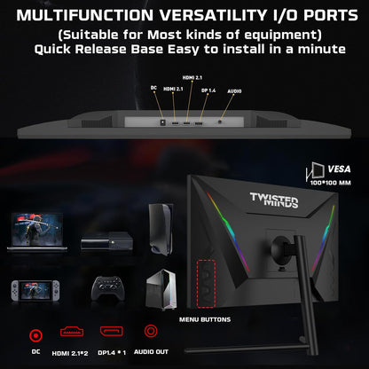 Twisted Minds 27-Inch Flat Gaming Monitor, FHD 1920 x 1080, 0.5ms Response Rate, HDR, 192Hz Refresh Rate, Fast IPS, Experience Smooth, Blur-Free Gaming, Multiple I/O & HDMI 2.1