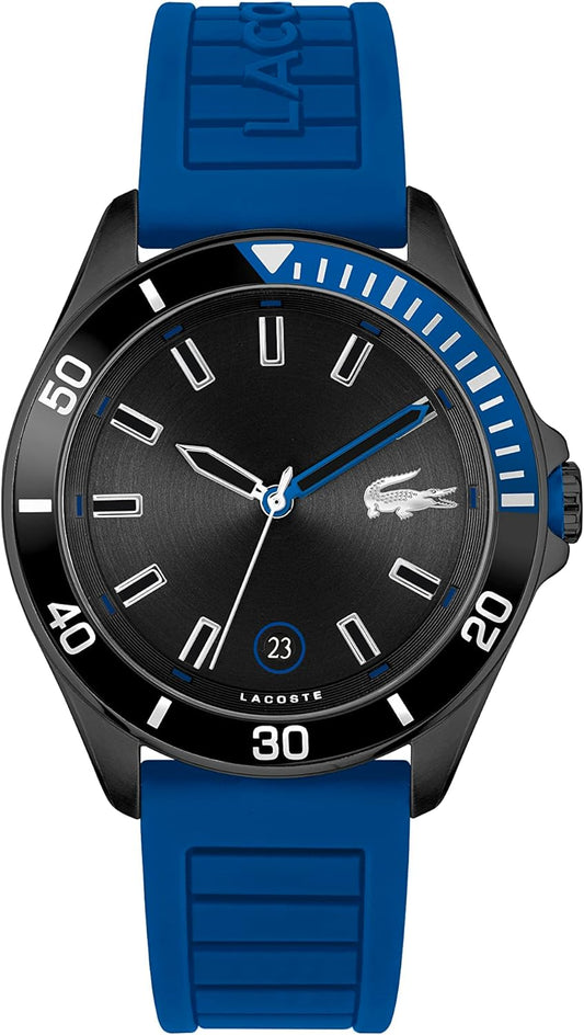 Lacoste Men's Black Dial Blue Silicone Watch - 2011262