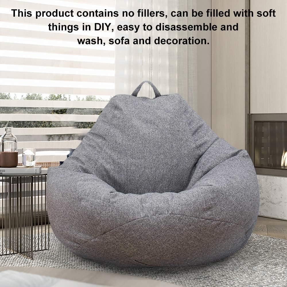 Bean Bag Chair Sofa Cover (No Filler), Lazy Recliner High Back Large Bean Bag Storage Chair Cover Bag,for all ages, No Filler (Blue)