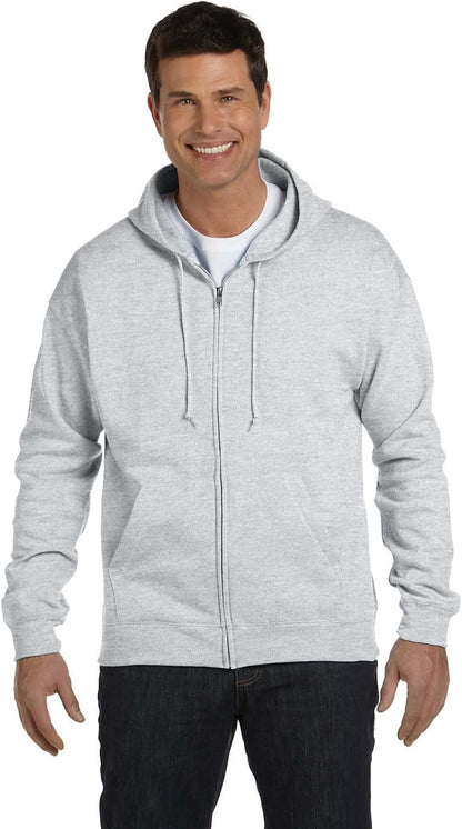 Hanes Men's Hoodie, EcoSmart Fleece Zip-Front Hooded Sweatshirt, Cotton-Blend Fleece Hooded Sweatshirt, Mid-Weight Zip-Up, Charcoal Heather, S