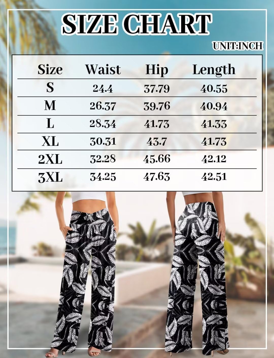 JZC Women's Wide Leg Casual Pants Cross Waist Palazzo Lounge Pajama Flowy Pants Yoga Sweatpants with Pockets