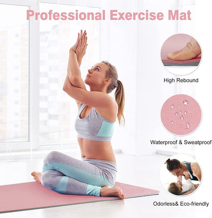 MahMir Yoga Mat Anti-Slip Exercise Mat with Carrying Bag Fitness Mat for Pilates 183CM*61CM*6MM Thickness for Woman Man Beginners