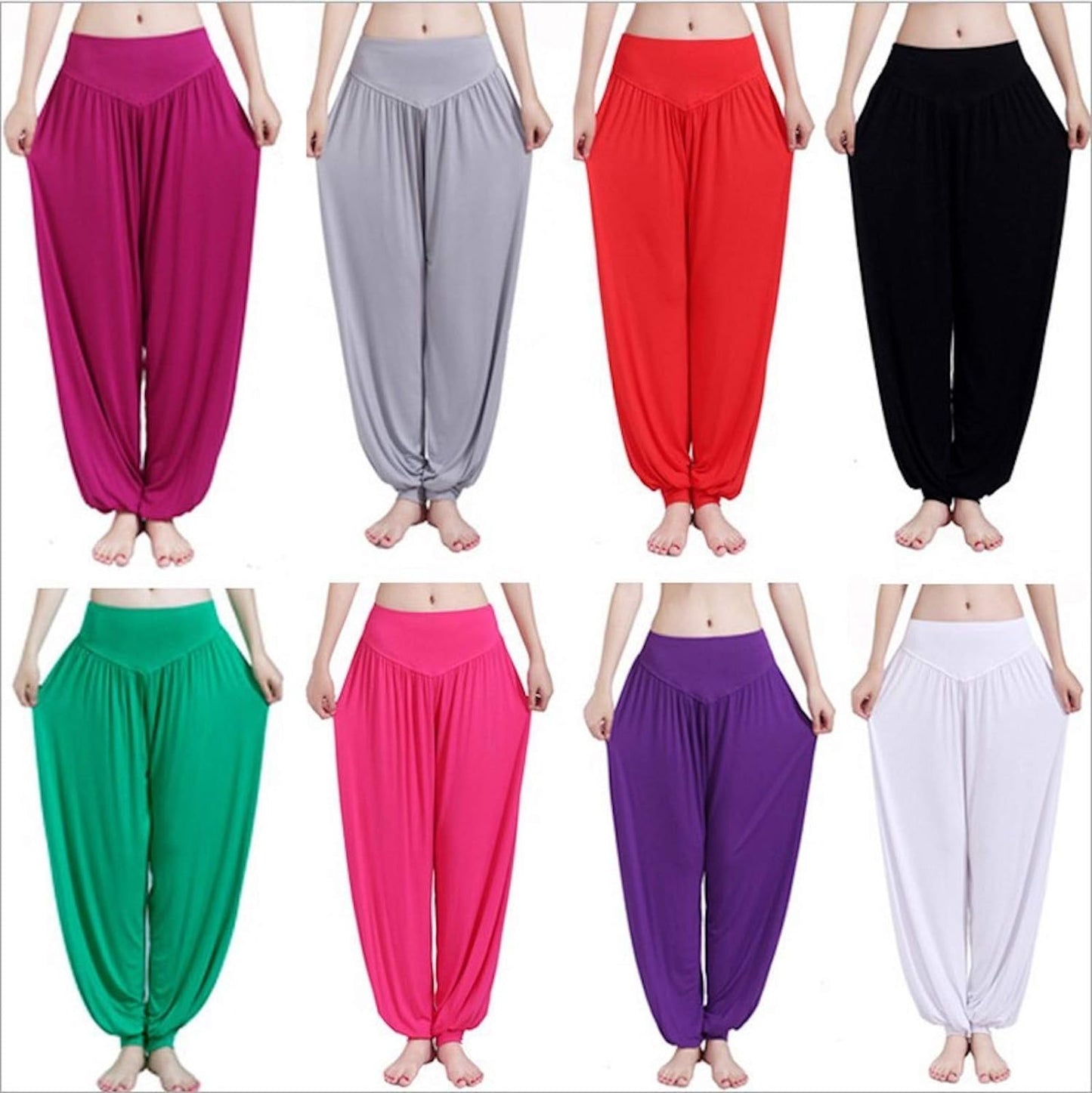 WSLCN Cropped Pants Harem Bouffant Soft Spandex Modal Yoga Pilates Pants Loose Trousers