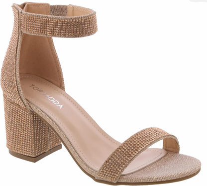 Over the Toe Strap Ankle Wrap Strap Heel Open Toe Block 2' Heel