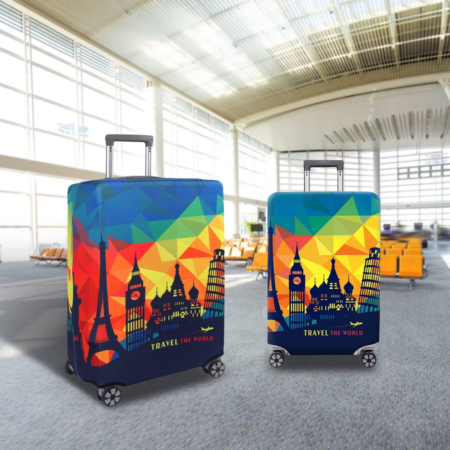 T Tersely Travel Luggage Cover Spandex Suitcase Protector Washable Baggage Covers (for 18-30 inch luggage) Premium Elasticated Luggage Protector -Go Travel (H301, L（26-28 inches）)