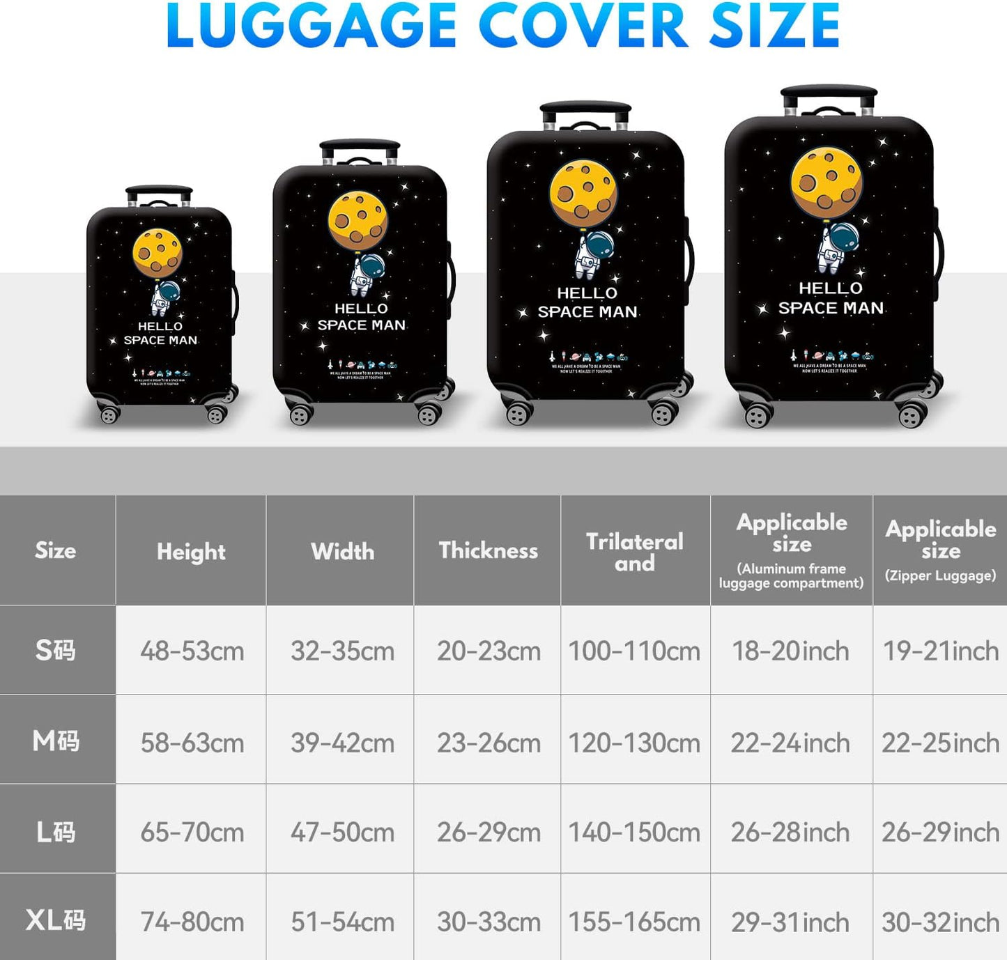 T Tersely Travel Luggage Cover Spandex Suitcase Protector Washable Baggage Covers (for 18-30 inch luggage) Premium Elasticated Luggage Protector -Go Travel (H301, L（26-28 inches）)