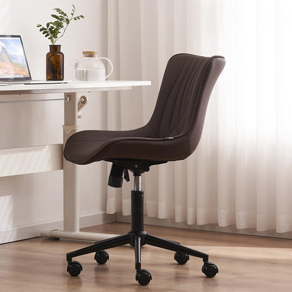 YOUTASTE Ergonomic Office Desk Chair Faux Leather with Wheels Adjustable Home Vanity Chairs Modern Padded Swivel Lounge Chairs Rocking Computer Task Chair with Back Grey