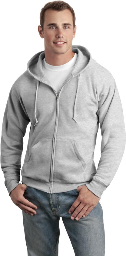 Hanes Men's Hoodie, EcoSmart Fleece Zip-Front Hooded Sweatshirt, Cotton-Blend Fleece Hooded Sweatshirt, Mid-Weight Zip-Up, Charcoal Heather, S