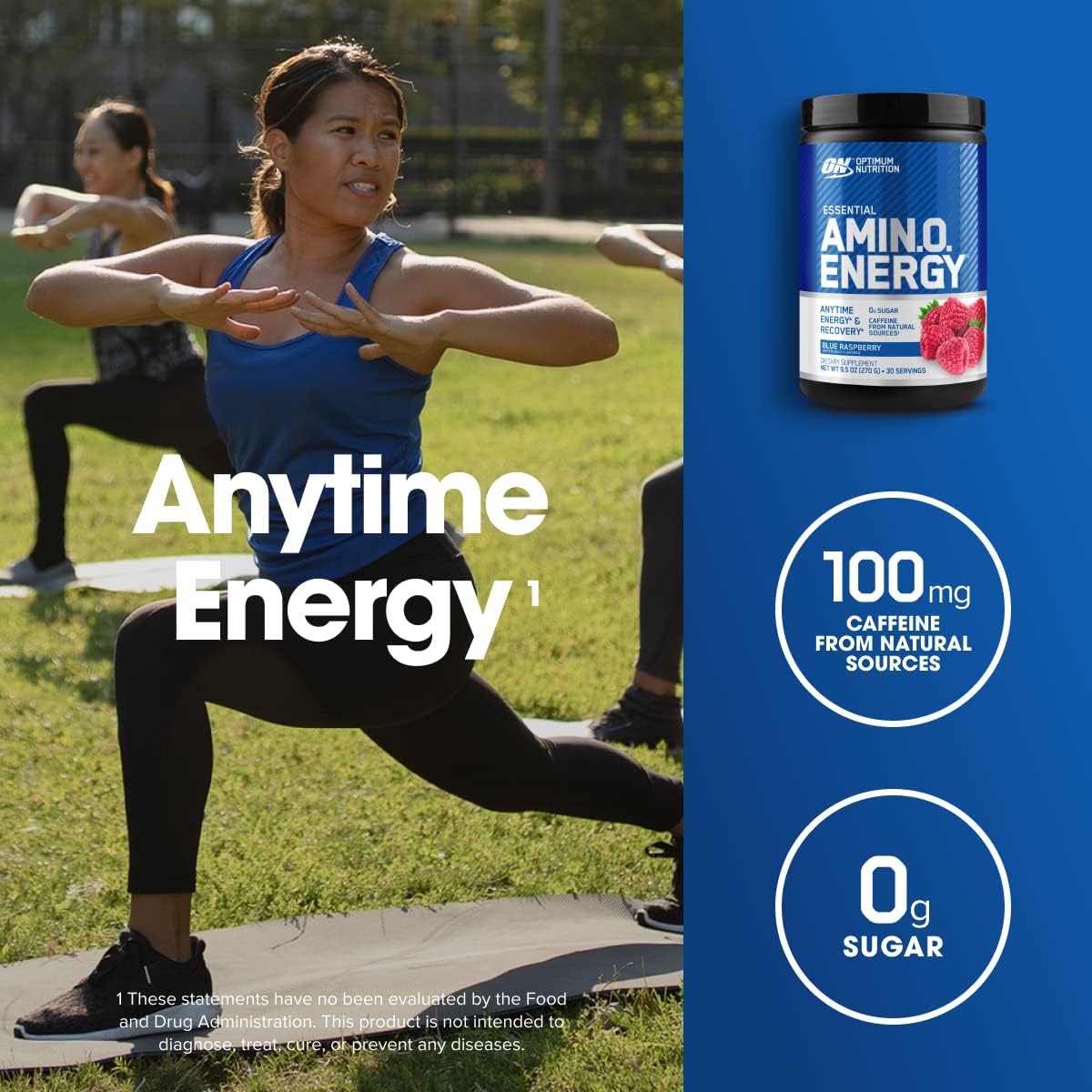 Optimum Nutrition (ON) Amino Energy - Pre Workout With Green Tea, Bcaa, Amino Acids, Keto Friendly, Green Coffee Extract, 0 Grams of Sugar, Anytime Energy Powder - Watermelon, 270 G, 30 Servings