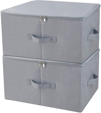 Collapsible Storage Bins with Lids, Storage Cubes, Tide Up Your Closet, Beige, Set of 2