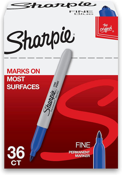 Sharpie Permanent Marker, Fine Point, Black, Pack of 3