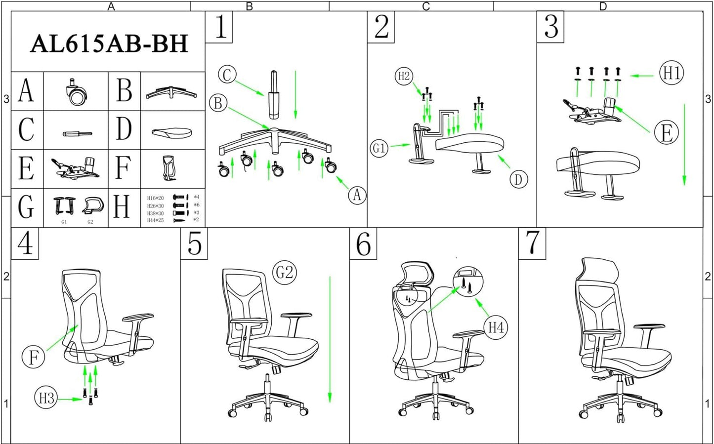 Daqian Home Executive Office Chair Ergonomic Computer Chair Wide Seat With Large Headrest, Modern Desk Chair Lumbar Support, Adjustable Armrests Mesh Chair