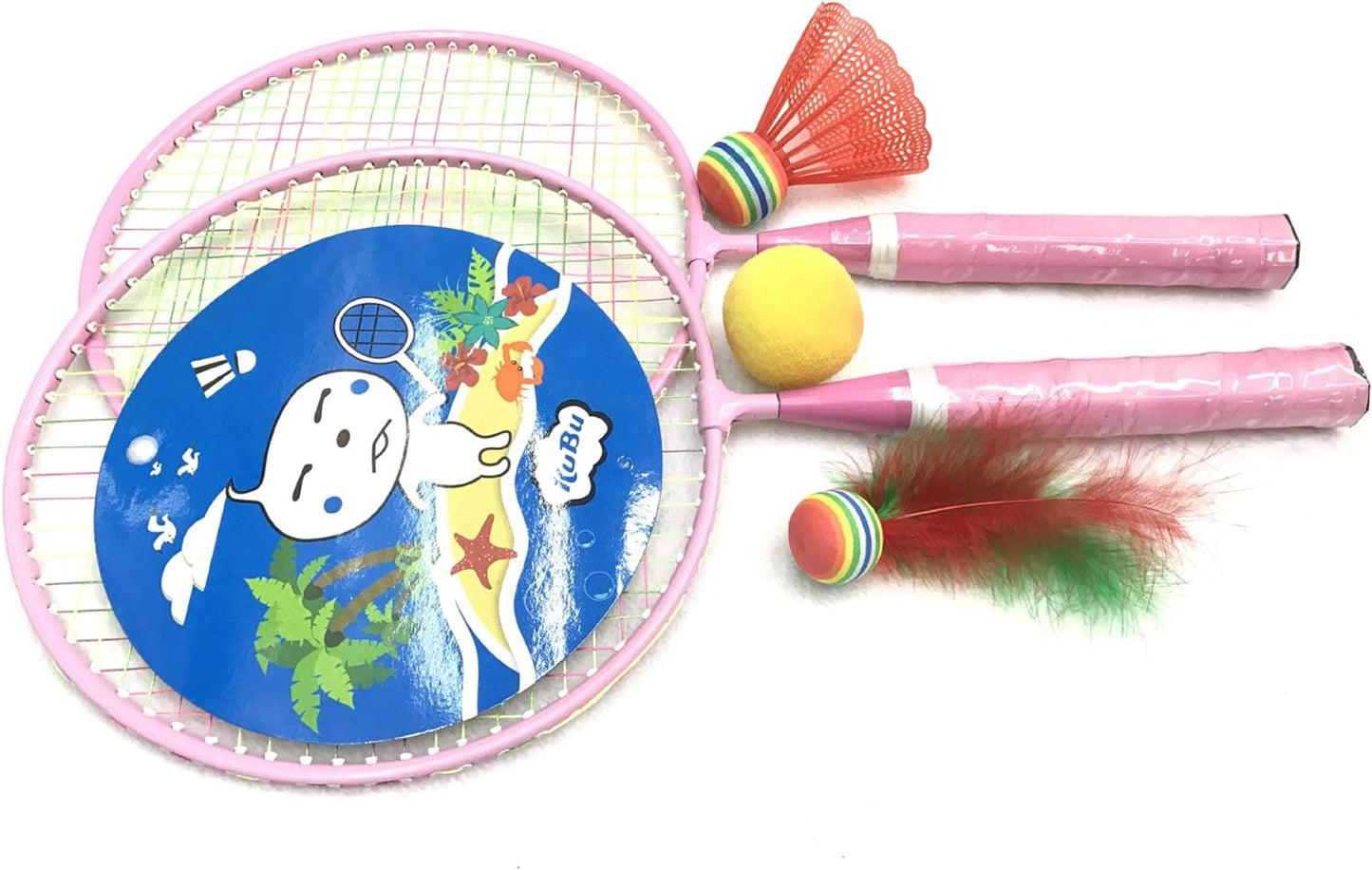 Badminton Racket for Children 1 Pair, Nylon Alloy Durable Badminton Racquet Set for Kids Indoor/Outdoor Sport Game（Including 4 Badminton and 2 Table Tennis）