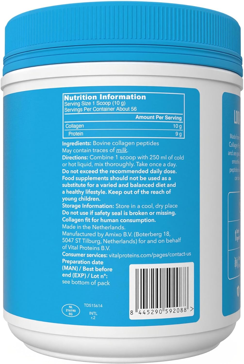 Vital Proteins Collagen Peptides Unflavored - 27 servings - 547g (19.3 Oz) (packaging may vary)