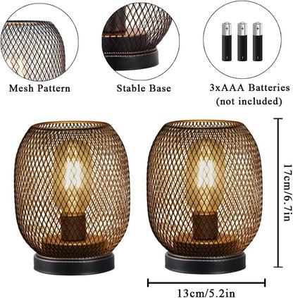 JHY DESIGN Set of 2 Metal Cage LED Lantern Battery Powered Cordless Accent Light with LED Great for Weddings Parties Patio Events for Indoors Outdoors