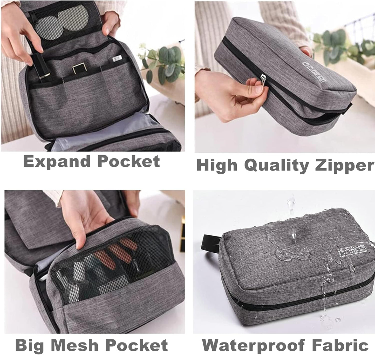 Toiletry Bag, Hanging Travel Toiletry Bag, Waterproof Large Capacity Cosmetic Travel Toiletry Organizer for Women Men, Makeup Organizer for Travel Accessories Kit, Bathroom Shower