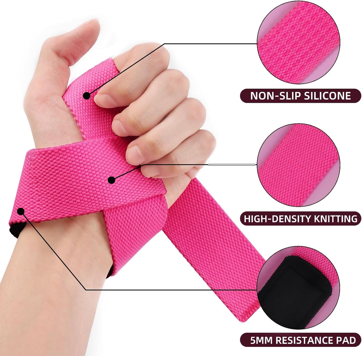 Lifting Straps Deadlift Gym Wrist Straps Weightlifting with Neoprene Cushioned Wrist Padded and Anti-Skid Silicone - for Weightlifting, Bodybuilding, Xfit, Strength Training