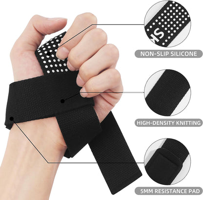 Lifting Straps Deadlift Gym Wrist Straps Weightlifting with Neoprene Cushioned Wrist Padded and Anti-Skid Silicone - for Weightlifting, Bodybuilding, Xfit, Strength Training