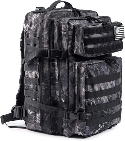 QT&QY 45L Military Tactical Backpacks Molle Army Assault Pack 3 Day Bug Out Survival Bag Hiking Treeking Rucksack