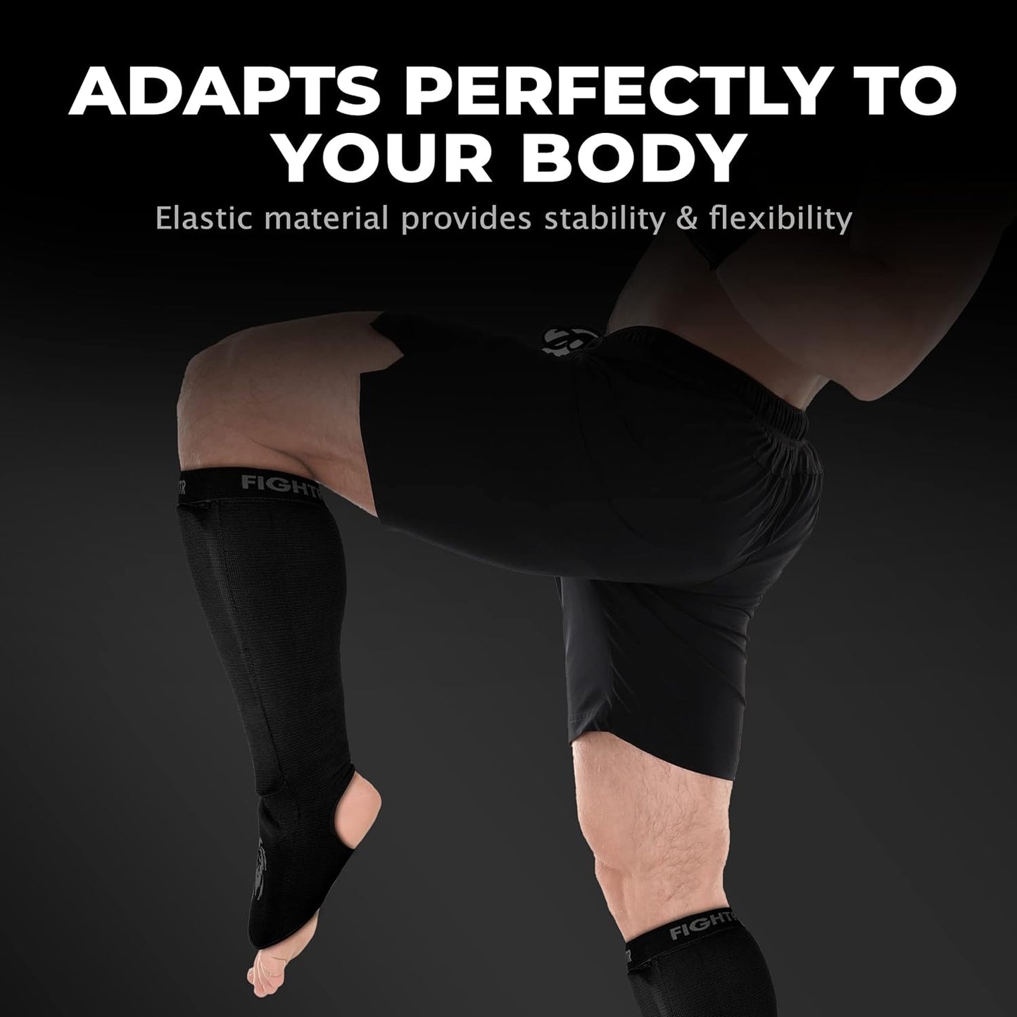 FIGHTR® Shin Guards - Ideal Fit and Padding | shin Protection for Kicks in Kickboxing, MMA, Muay Thai and Other Combat Sports