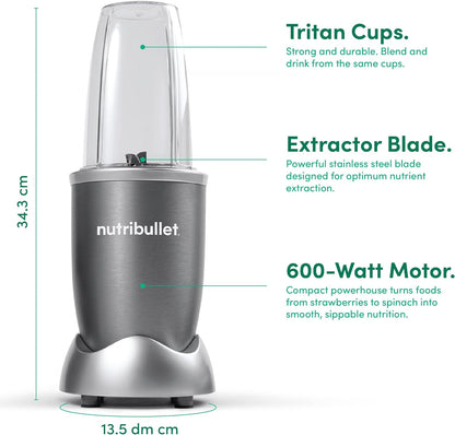 NutriBullet Grey Countertop Blender 600 Watt , NB-101B , "2 year Warranty"