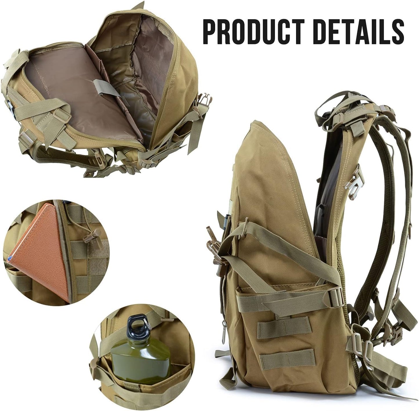 Military Tactical Backpack 35L Army 3 Day Assault Pack Molle Bag Waterproof Rucksacks for Outdoor Hiking Camping Trekking Hunting Traveling,School Bag for Boys