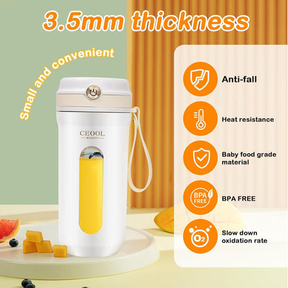 NIBEMINENT Portable Blender,Mini Fast Juicer Mixer Wireless Rechargeable Blender Bottle,10 Stainless Steel Blades,18000RPM Personal Blender For Travel Sports Office School 500ML