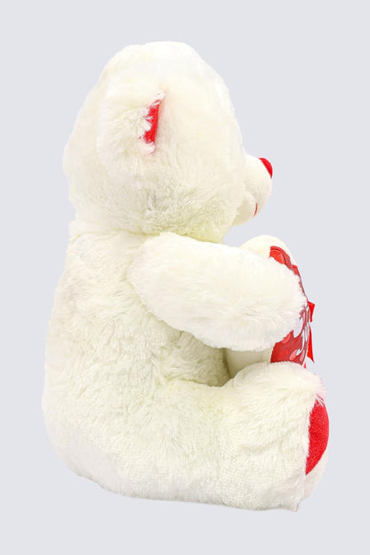 Teddy Bear Stuffed Animal Contrast Color White Bear With Love You Heart Soft Plush Bear Stuffed Animal Throw Plushie Teddy Bear Bow Heart Soft Fluffy Friend Hugging Great Gift for Every Age & Occasion