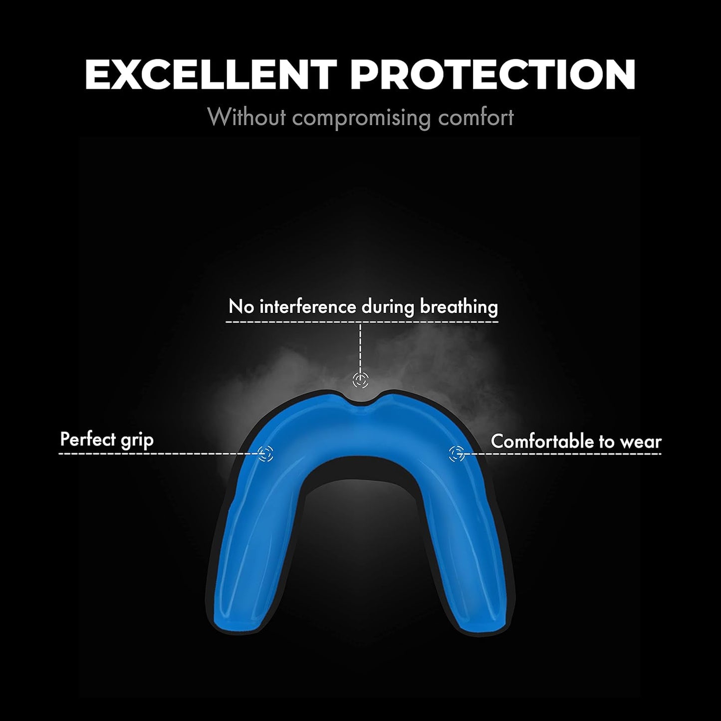 FIGHTR Premium Mouth Guard - for Excellent Breathing & Easy to fit | Sports Mouth Guard for Boxing, MMA, Football, Lacrosse, Hockey and Other Sports | incl. hygienic Box