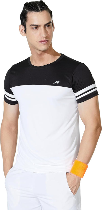 Amazon Brand - Symactive Men's Color Block Regular Fit Half Sleeve Sports T-Shirt