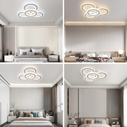 YATAI Modern LED Ceiling Light, White 3 Rings Flush Mount Ceiling Light,3-Colors Dimming Lighting Fixture Ceiling Lamp for Kitchen, Bedroom, Living Room, Laundry Room