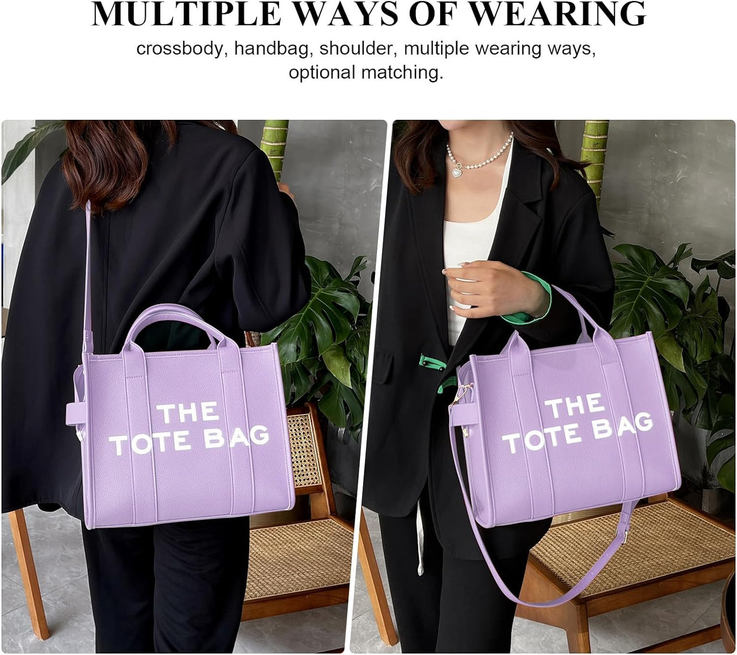 The Tote Bags for Women - Large PU Leather Tote Bag Trendy Travel Tote Bag Handbag Top-Handle Shoulder Crossbody Bags