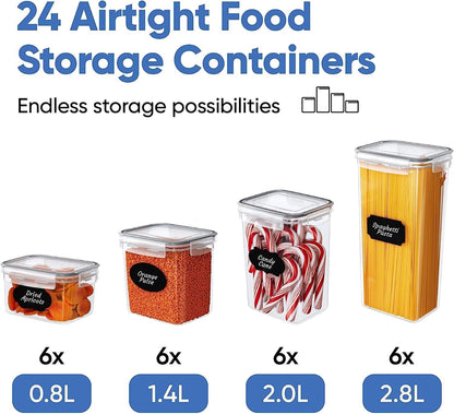 MahMir Airtight Food Storage Containers with Lids for Kitchen Organization - Plastic Kitchen Storage Containers for Pantry Organization and Storage - Cereal, Rice, Pasta, Flour and Sugar (14pcs Pack)