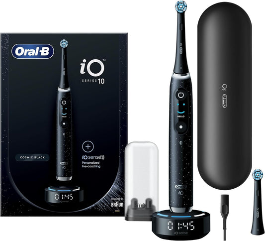 Oral-B Oral B iO Series 10 Cosmic Black AI Rechargeable Tooth Brush, 7 Smart modes, iO technology, AI with 3D Teeth Tracking, Interactive Display, 3hrs, Fast Magnetic Charger, iO 10 - iOM10.2B4.2AD