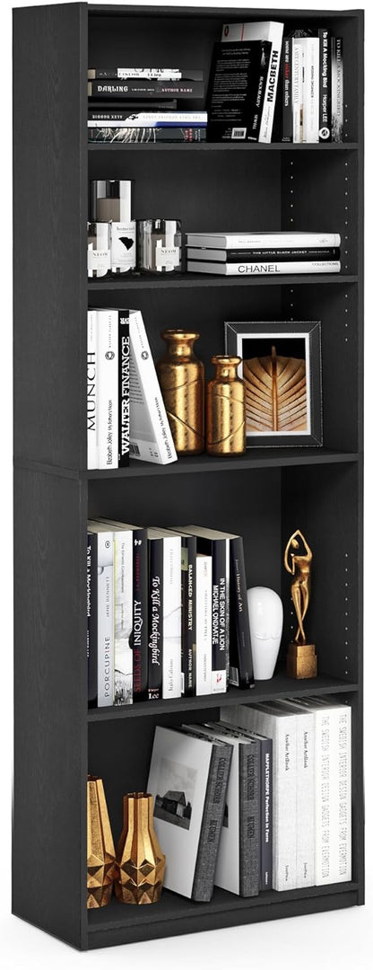 Furinno JAYA Simply Home 5-Shelf Bookcase, Black, one size